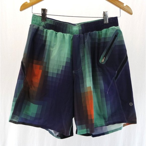 EUC Lululemon Pace Breaker Shorts | Sz Medium, Pixelated Multicolor - Picture 1 of 3